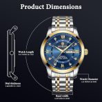 Watch for Man Luxury Men's Diamond Style Quartz Watch Smart Watch for Men Wrist Watch Gold/Black Gift for Boyfriend/Husband - Image 4