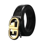 Mens Leather Belt - Premium Black Ratchet No-Hole Professional ap Black