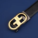 Mens Leather Belt - Premium Black Ratchet No-Hole Professional ap Black - Image 4