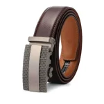Stylish Mens Genuine Leather Belt - Classic Brown Ratchet Automatic No-Hole Design Brown