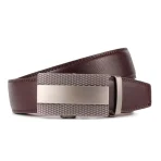 Stylish Mens Genuine Leather Belt - Classic Brown Ratchet Automatic No-Hole Design Brown - Image 2