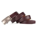 Stylish Mens Genuine Leather Belt - Classic Brown Ratchet Automatic No-Hole Design Brown - Image 4