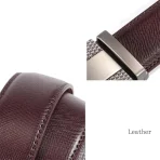 Stylish Mens Genuine Leather Belt - Classic Brown Ratchet Automatic No-Hole Design Brown - Image 3