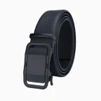 Luxury Men’s Reversible Leather Belt with Bold Auto-Lock Buckle – Black