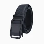 Luxury Men’s Reversible Leather Belt with Bold Auto-Lock Buckle – Black