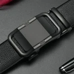 Luxury Men’s Reversible Leather Belt with Bold Auto-Lock Buckle – Black - Image 3