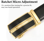 Premium Reversible Top-Grain Leather Belt - Elegant Black Click-to-Lock Design Black - Image 4
