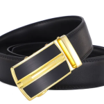 Premium Reversible Top-Grain Leather Belt - Elegant Black Click-to-Lock Design Black